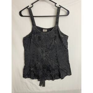 VTG Magic Y2K Grunge Gray Punk Tank Top Tie Back Whimsical Fairy Goth Free Size